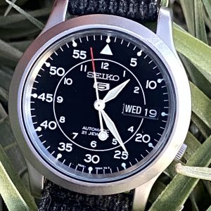 Seiko 5 7S26 02J0 Automatic Military Field Watch 37mm Black Dial