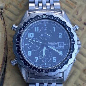 RARE Seiko SQ 7T32-7D19 Chronograph Military Alarm Quartz