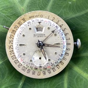1950's Bucherer Vintage Mens Triple Date Calendar Watch Movement & Dial