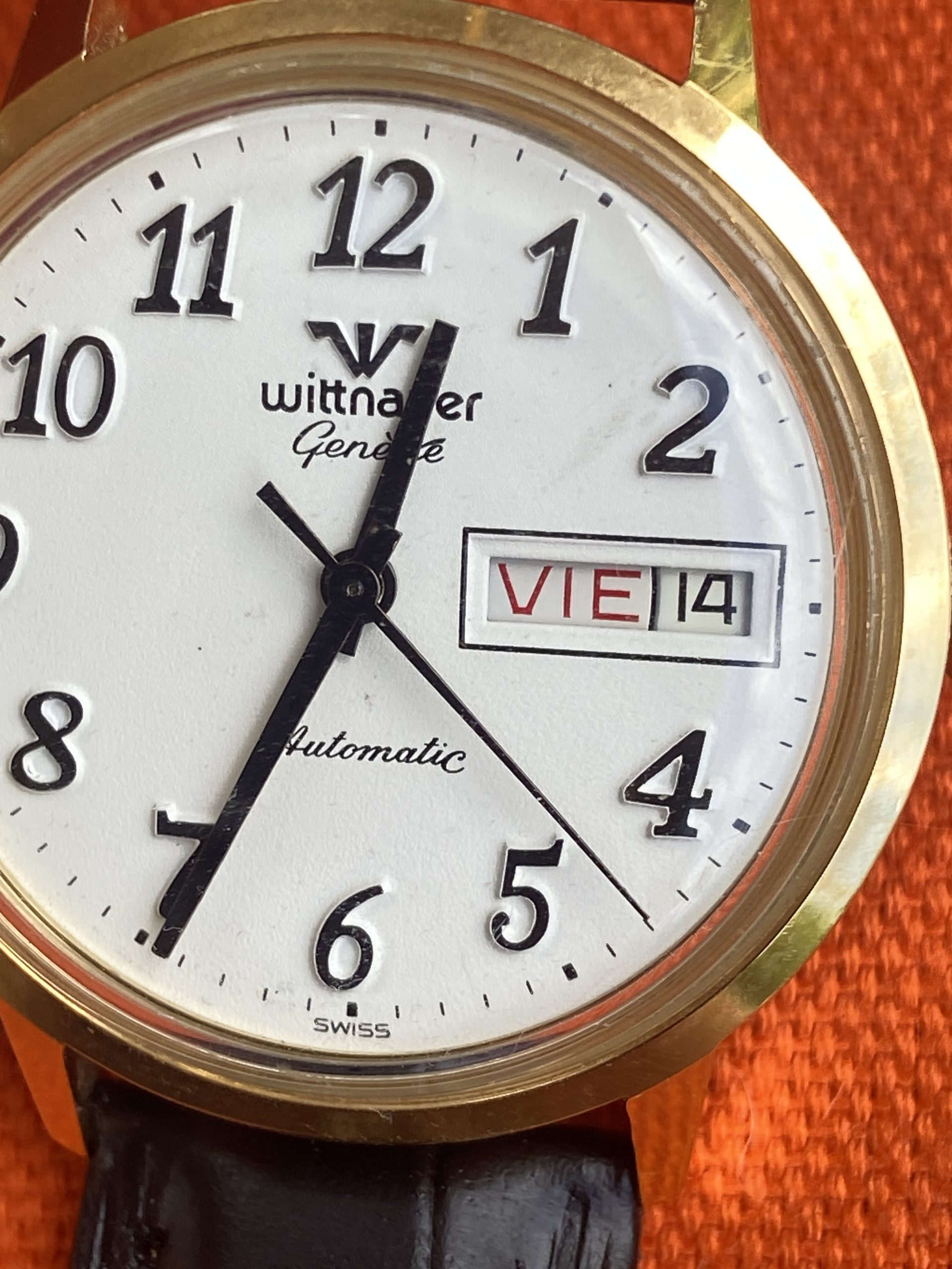 Vintage WITTNAUER Swiss Automatic Watch Day-Date 17 Jewels 1970s 35mm - Image 2