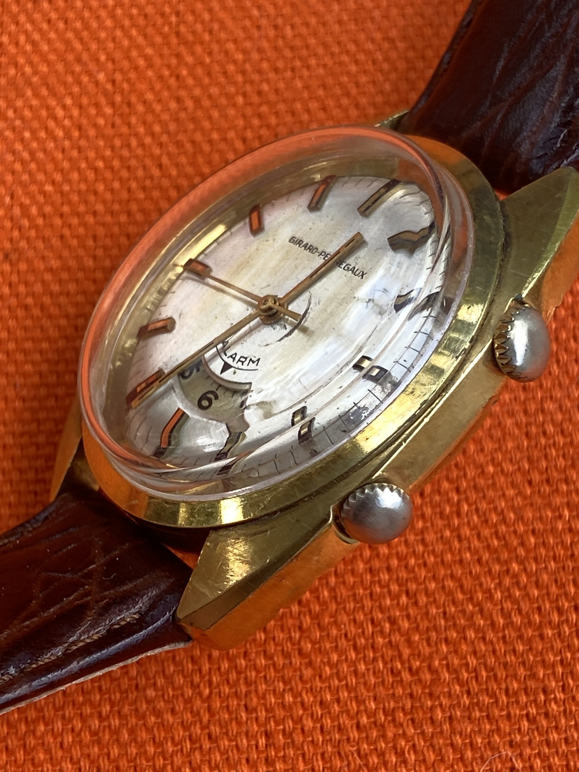 Vintage Girard-Perregaux Swiss Mechanical Alarm Watch Manual Wind 35mm - Image 2