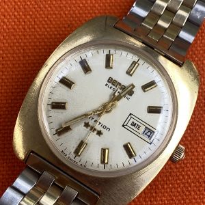 Vintage Benrus Swiss Electronic Citation 3 Star Watch Gold Tone 36mm