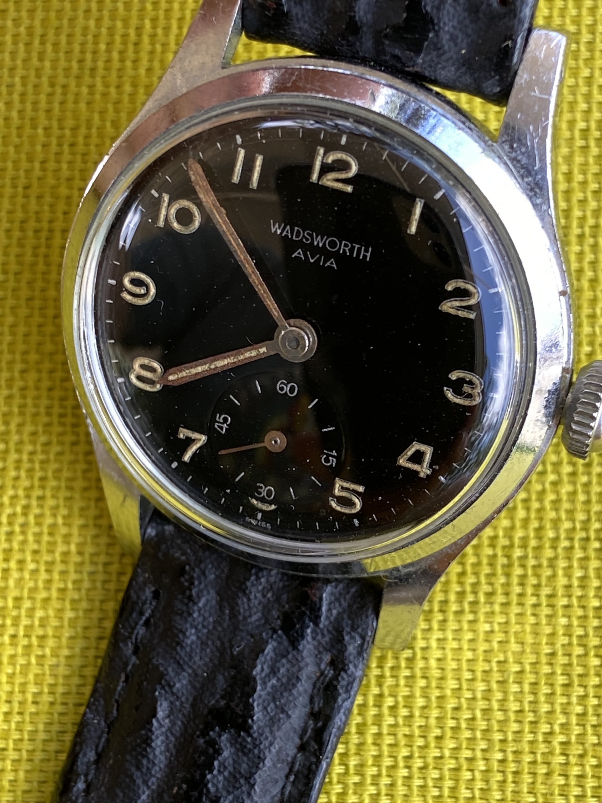 Vintage Wadsworth Avia Swiss Military Style Watch 31mm Nice Patina - Image 4