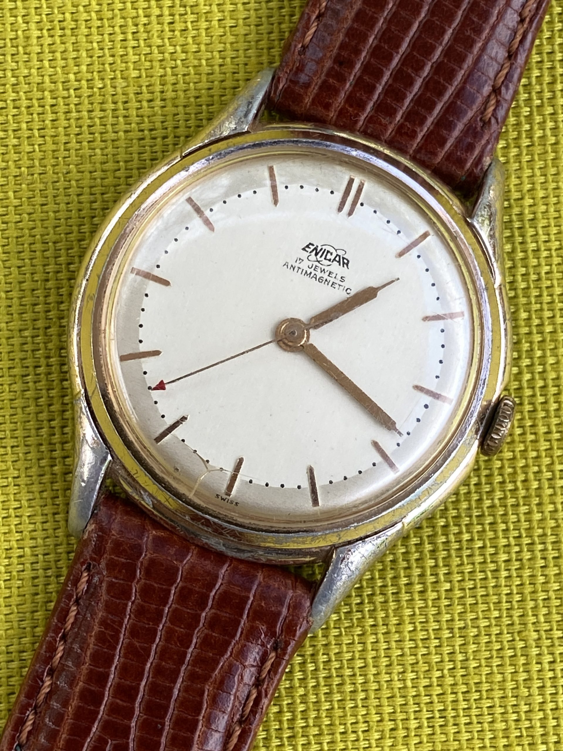 Vintage Enicar Ultrasonic Swiss 17 Jewels Manual Wind 34mm