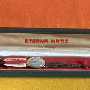 Vintage Eterna-Matic 17J Swiss Automatic 14K Gold 34mm NOS Boc Tags